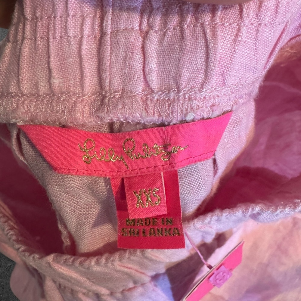 Lilly Pulitzer Lagoon Linen Scallop Hem Short Pink XXS Warm Weather Beach Resort - Picture 7 of 10